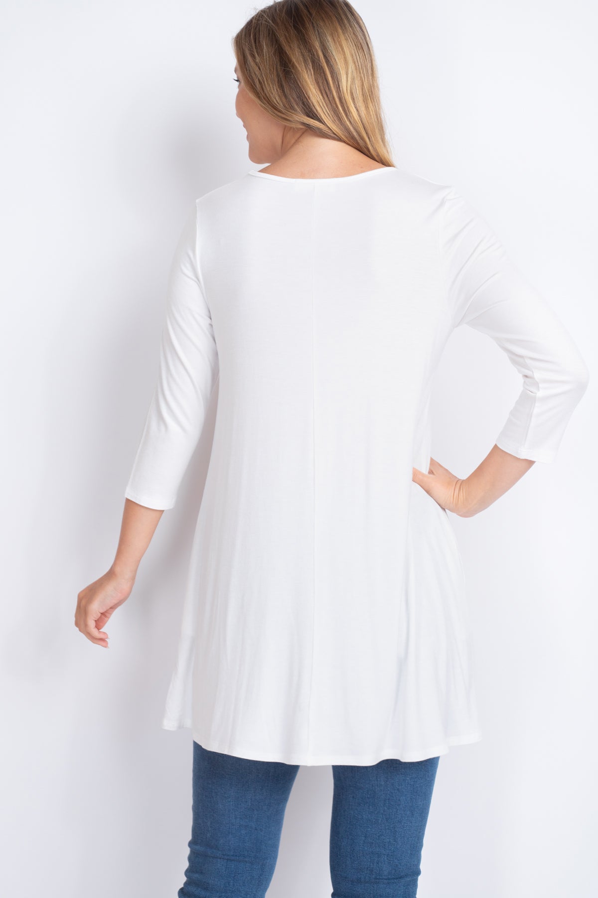Quarter Sleeve Solid Swing Top