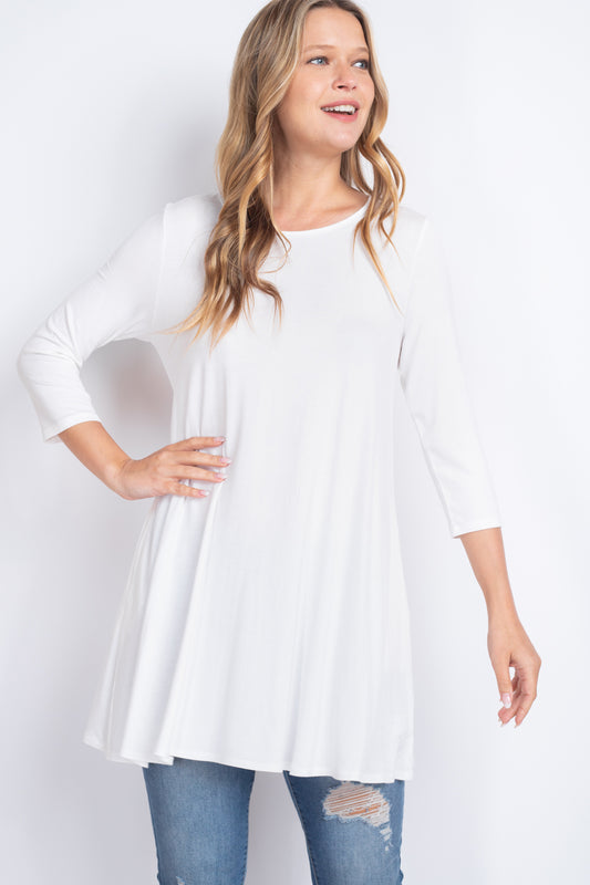 Quarter Sleeve Solid Swing Top