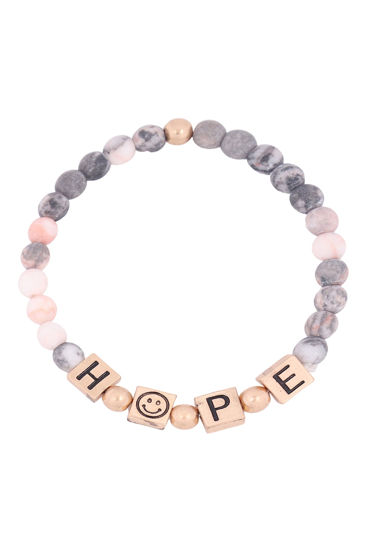 Hope Metal Block Natural Stone Stretch Bracelet