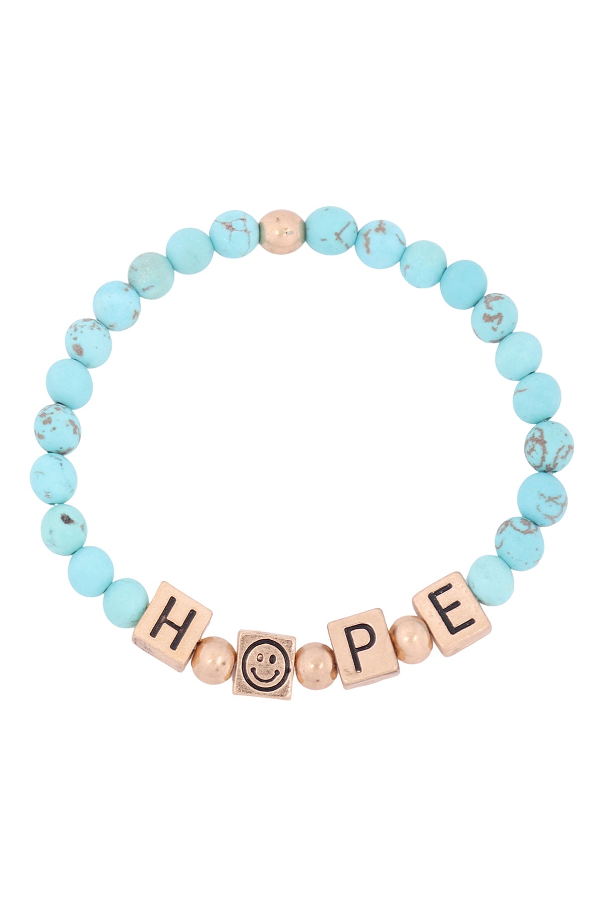 Hope Metal Block Natural Stone Stretch Bracelet