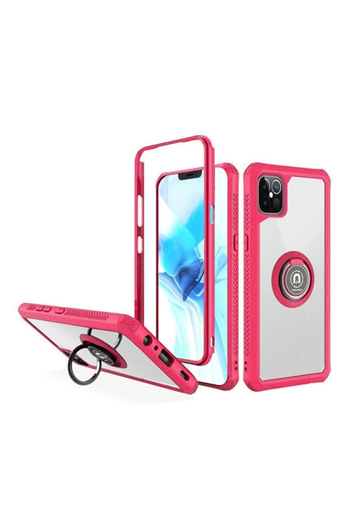 FOR iPHONE 12/PRO (6.1 ONLY) TRANSPARENT MAGNETIC RINGSTAND CASE COVER