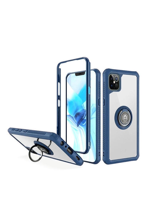 FOR iPHONE 12/PRO (6.1 ONLY) TRANSPARENT MAGNETIC RINGSTAND CASE COVER
