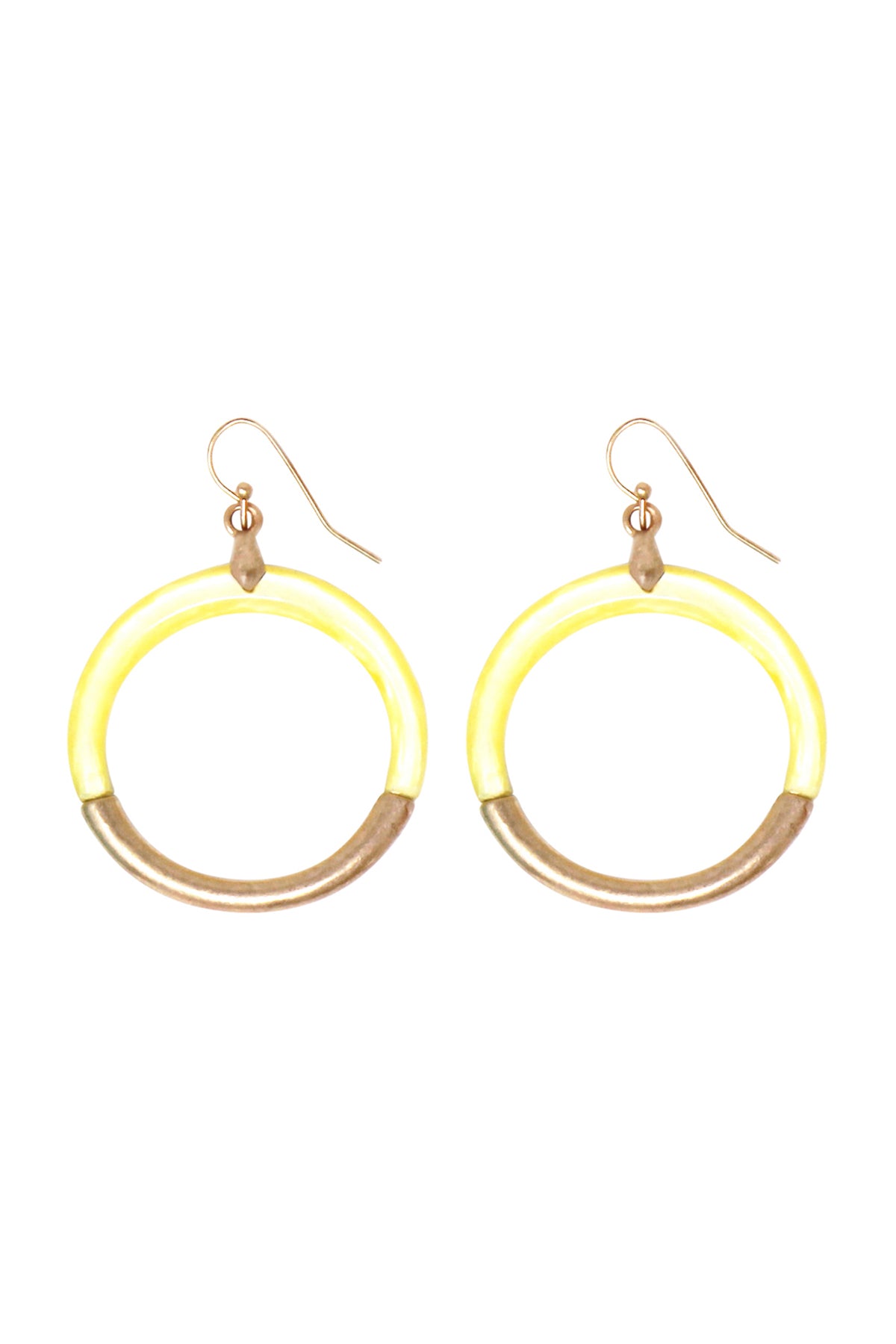 Cast Resin Combo Hoop Dangle Earring Yellow