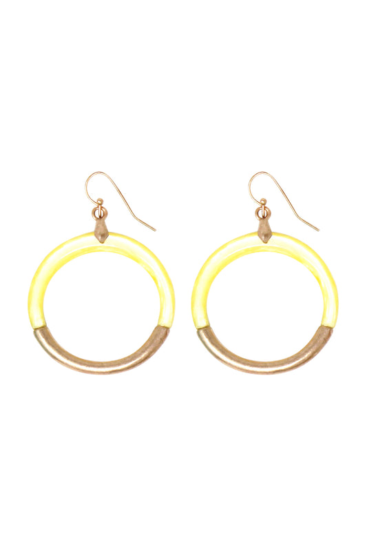Cast Resin Combo Hoop Dangle Earring Yellow