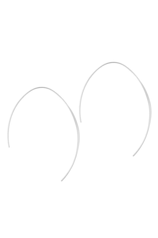 3" Inch Wired Open U Earrings Matte Silver