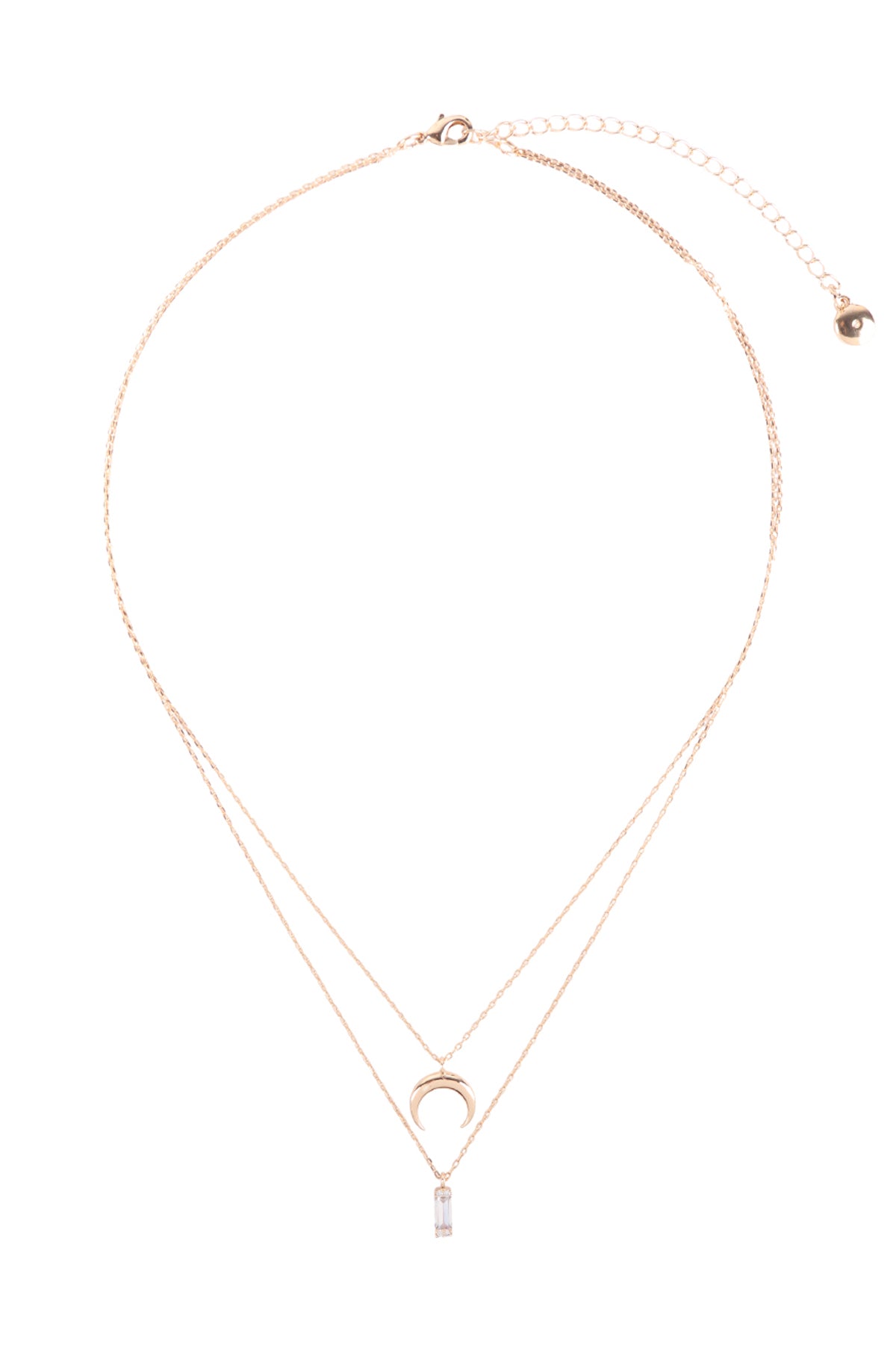 Brass Moon Crystal 2 Layered Set Pendant Necklace
