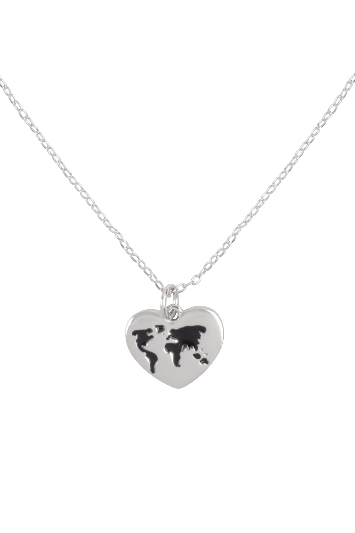 Globe Travel Heart Pendant Brass Necklace