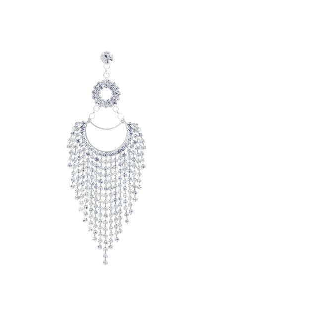 Circle Drop Fringe Cubic Zirconia Earrings
