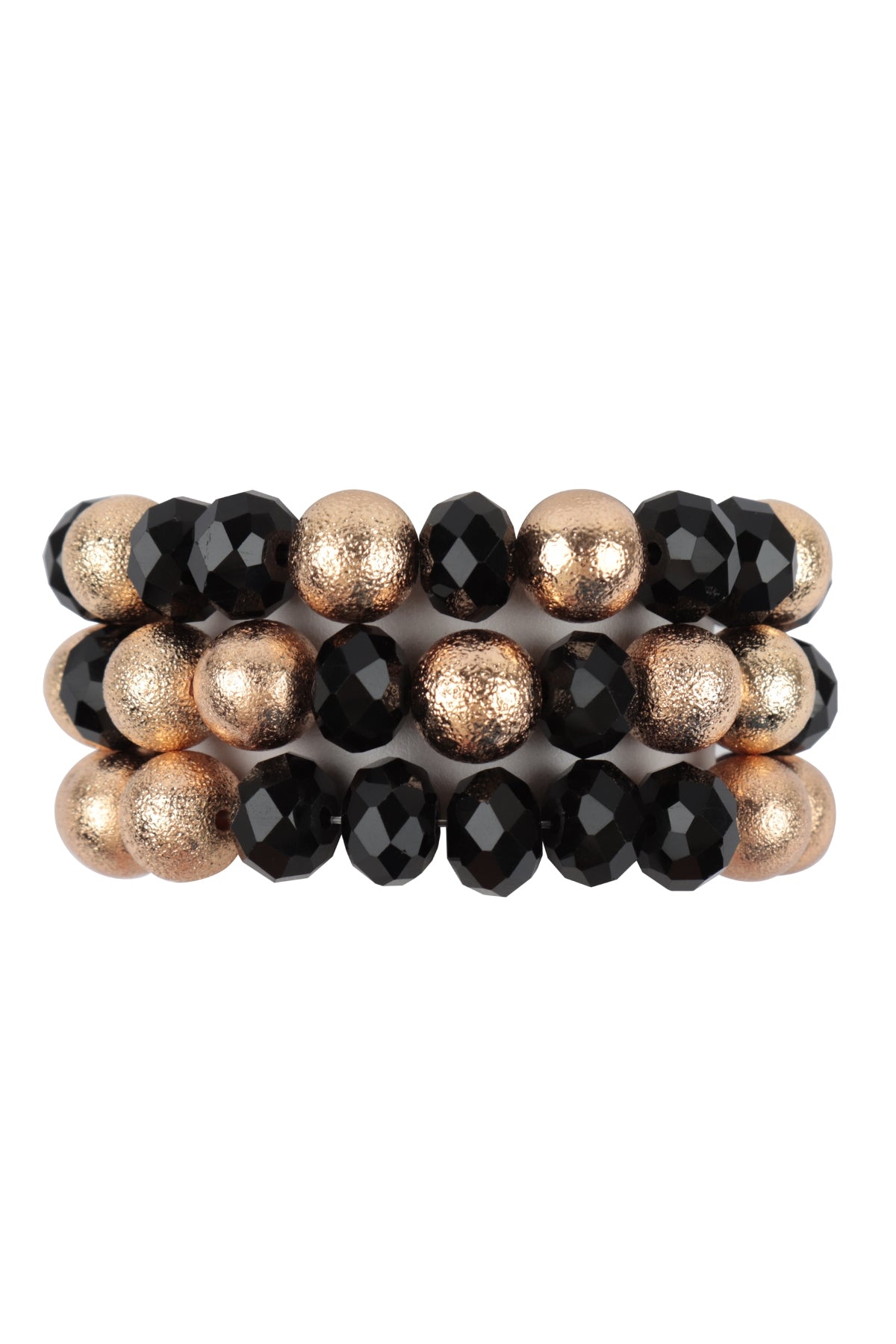3 Lines Stackable Textured CCB and Rondelle Beads Bracelet