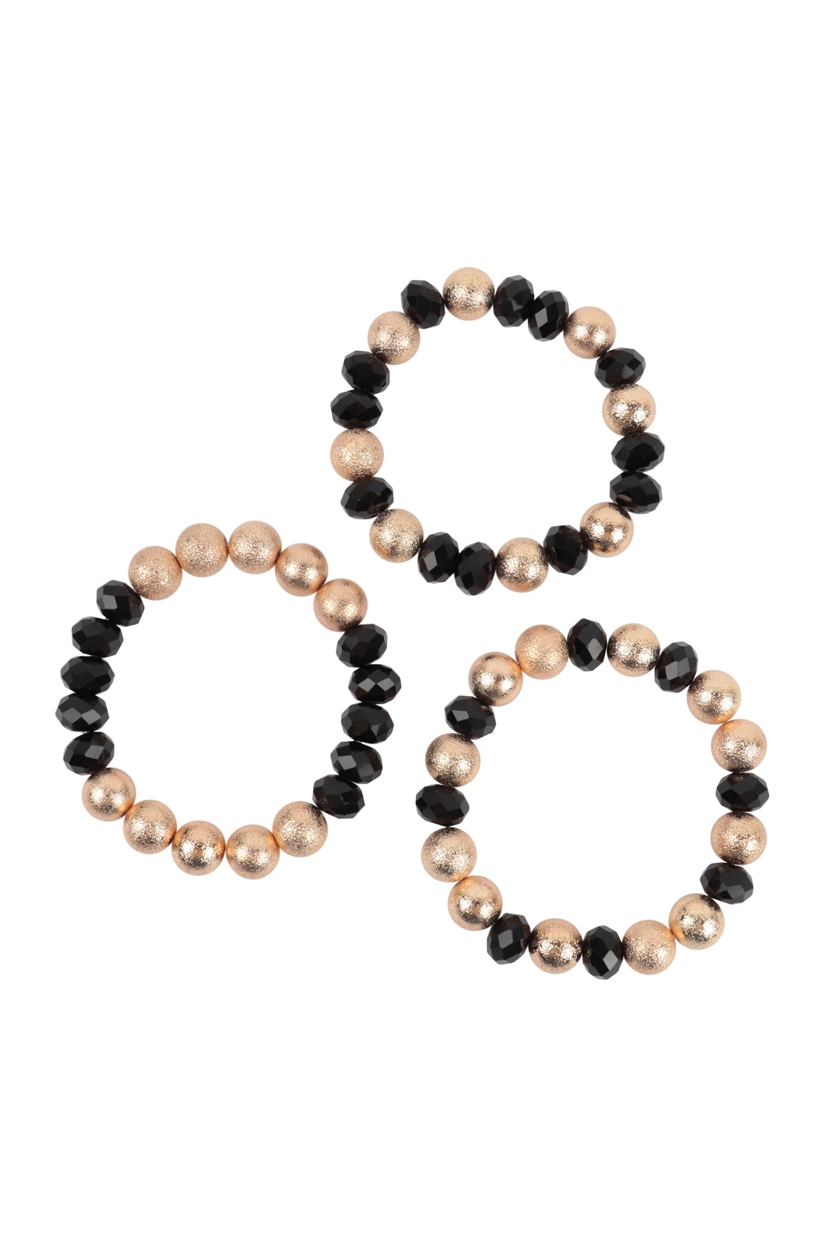3 Lines Stackable Textured CCB and Rondelle Beads Bracelet