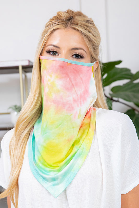 Blue Yellow Pink Tie Dye Bandana Mask