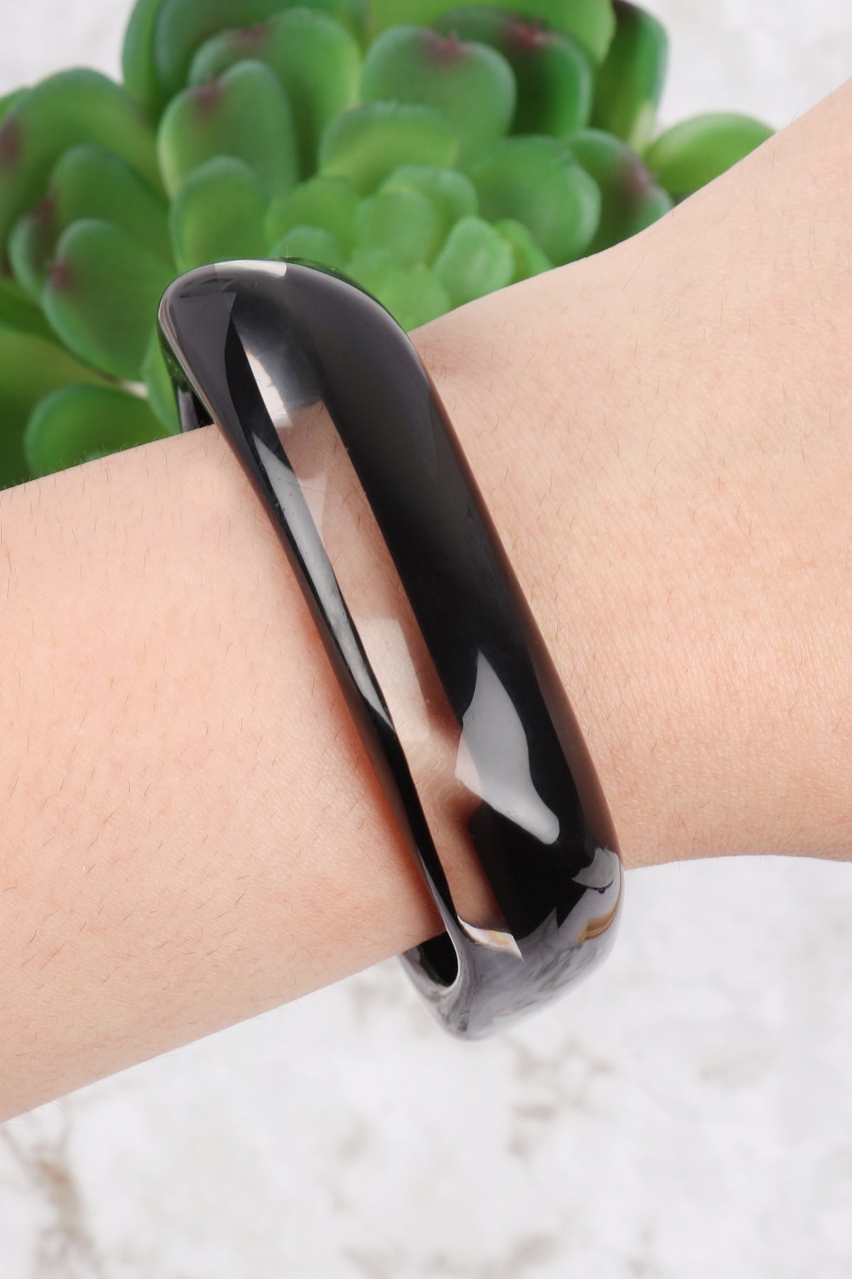 Distorted Square Shape Acetate Bangle Bracelet