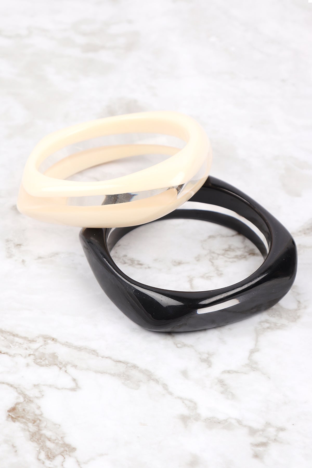 Distorted Square Shape Acetate Bangle Bracelet