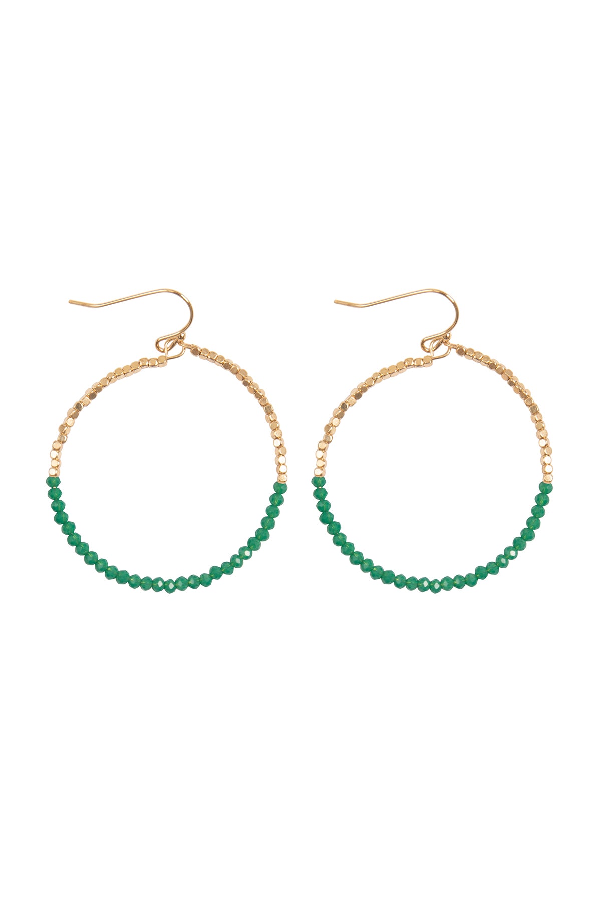 Half Ccb Half Rondelle Beads Circle Fish Hook Earrings