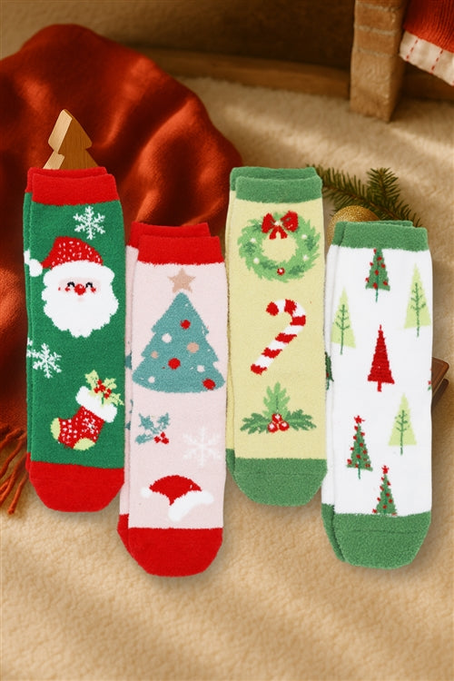 Fuzzy And Cozzy Christmas Socks Assorted 12 Pcs Pack