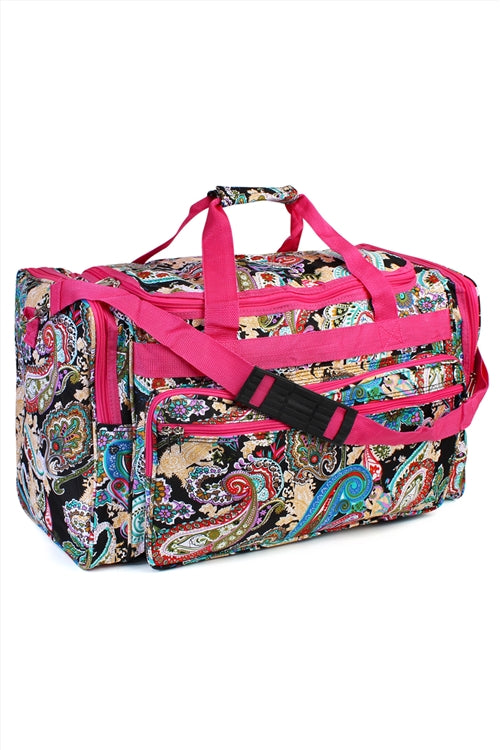 Multi Paisley With Fuchsia Trim 22 Duffle Bag