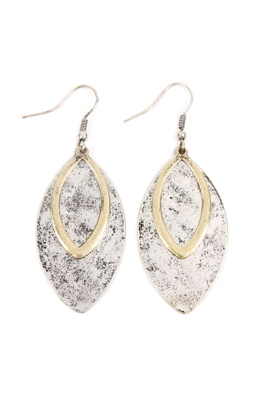 Vintage Double Mar2uise Drop Earrings Gold Silver