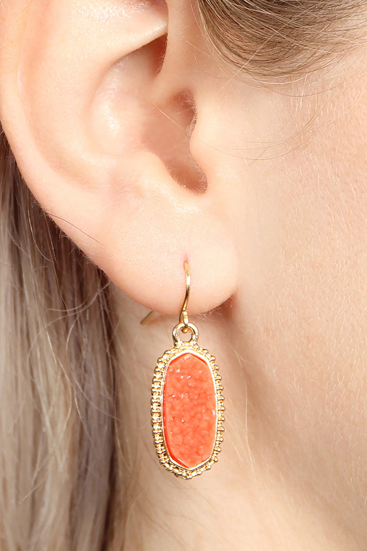 Druzy Stone Oval Earrings