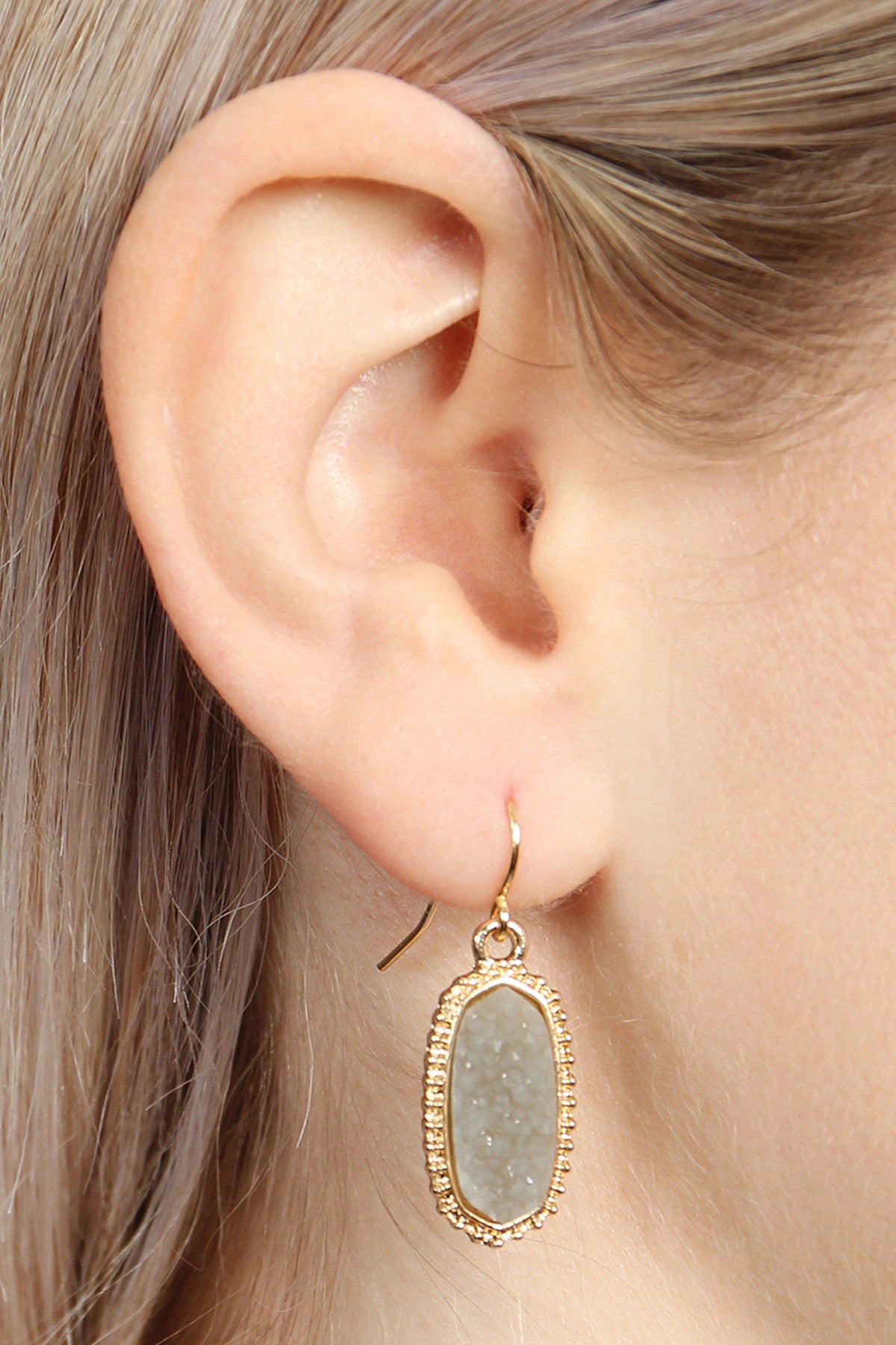 Druzy Stone Oval Earrings