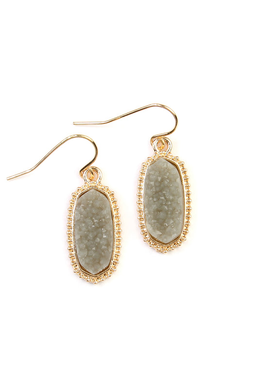 Druzy Stone Oval Earrings