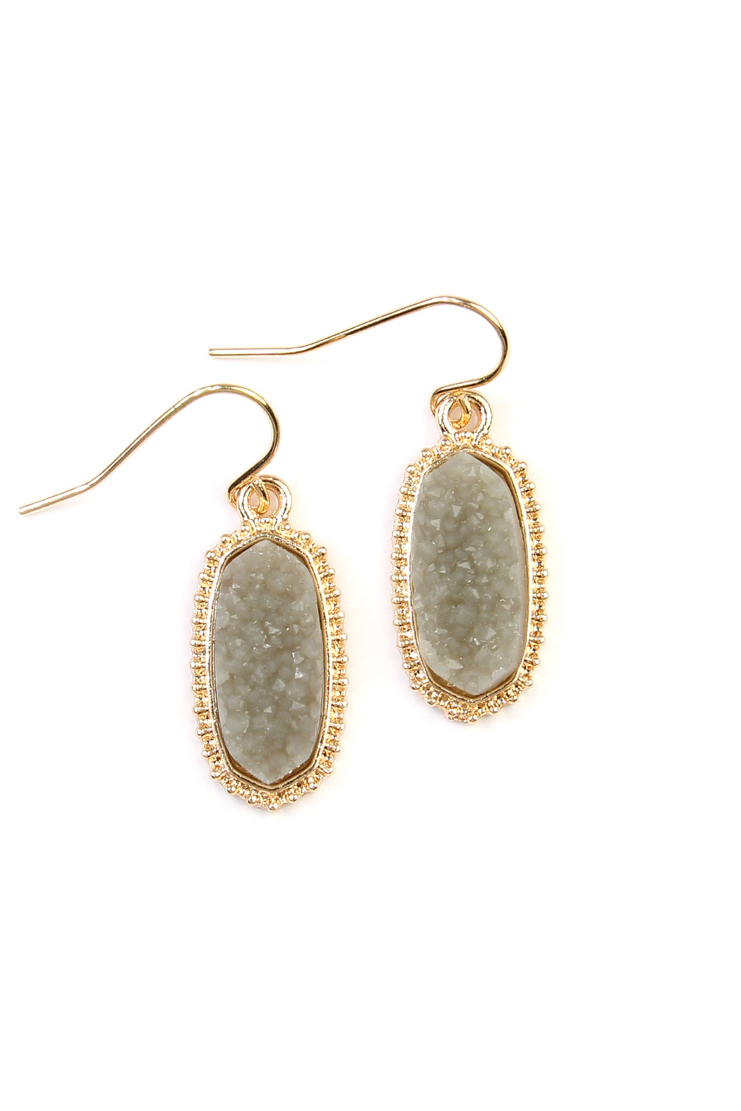 Druzy Stone Oval Earrings