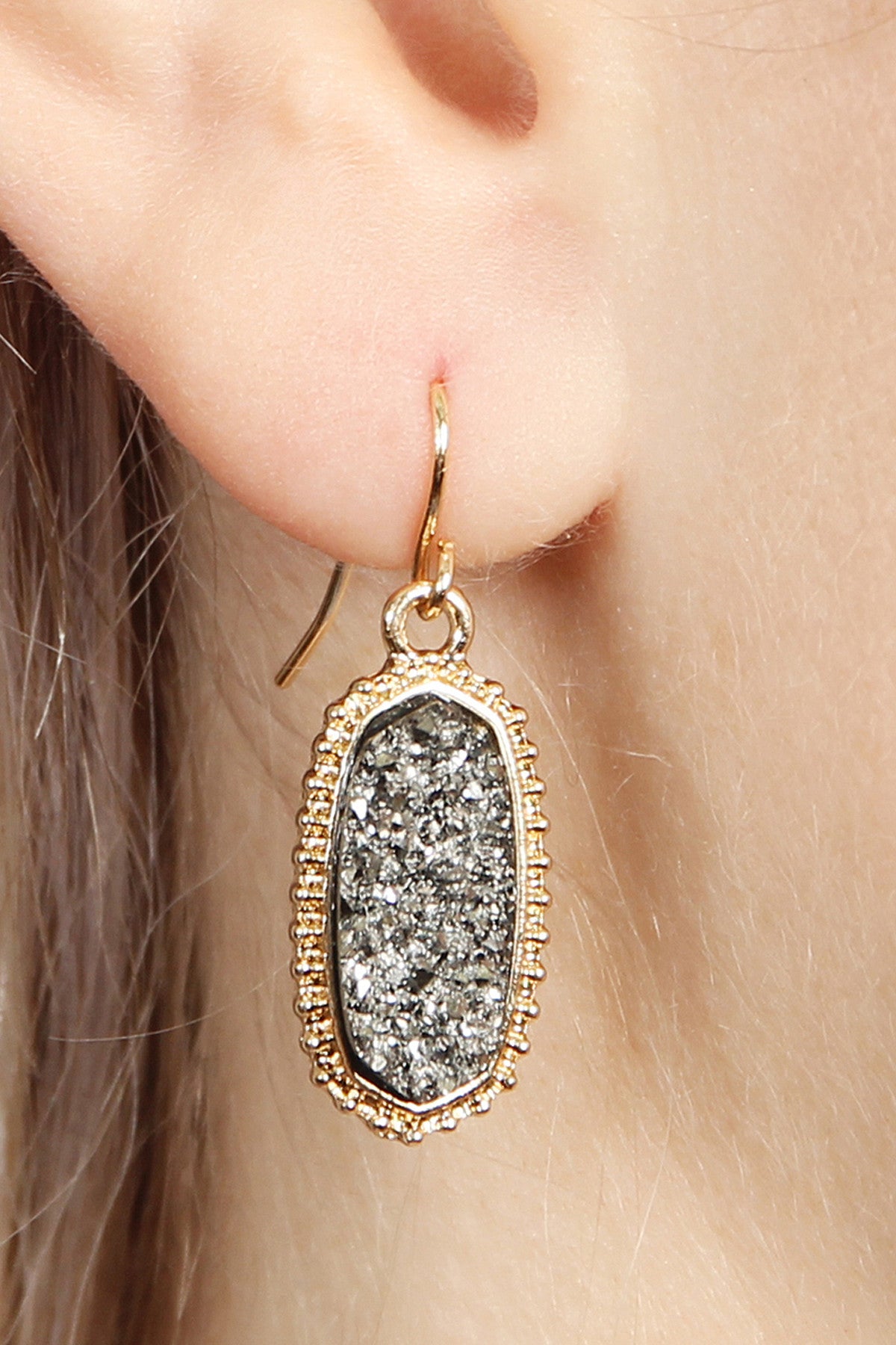 Druzy Stone Oval Earrings