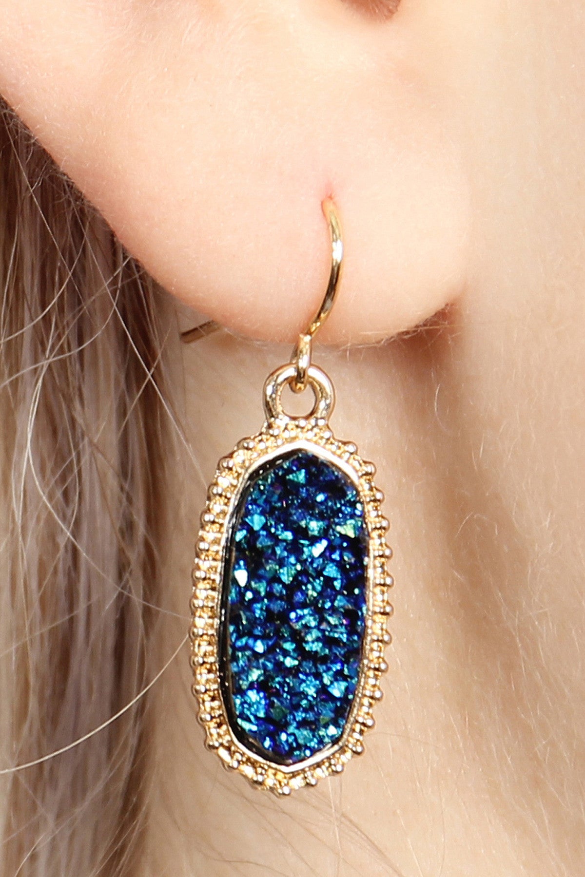 Druzy Stone Oval Earrings