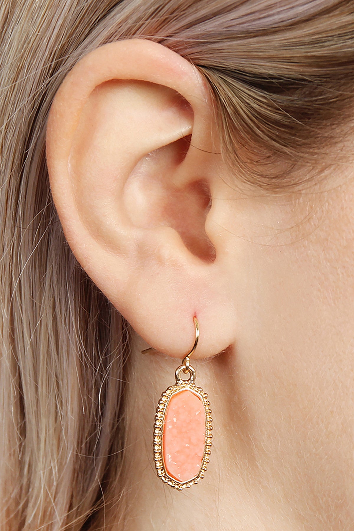 Druzy Stone Oval Earrings