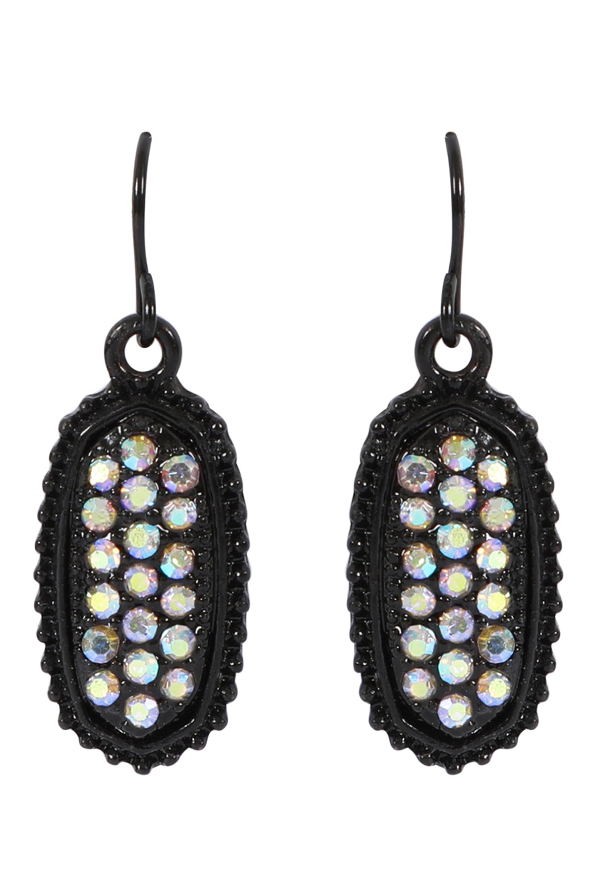 Oval Texture Pave Rhinestone Classic Earrings