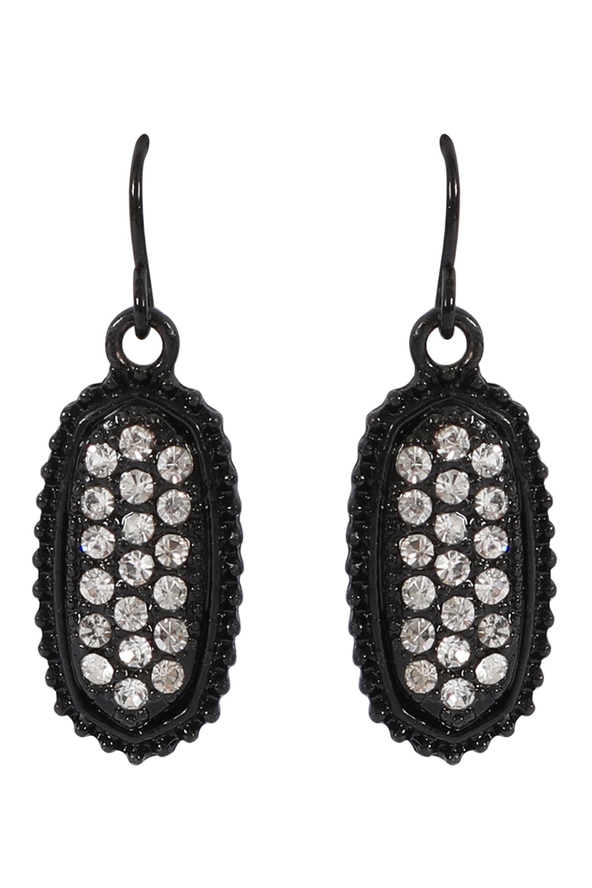Oval Texture Pave Rhinestone Classic Earrings