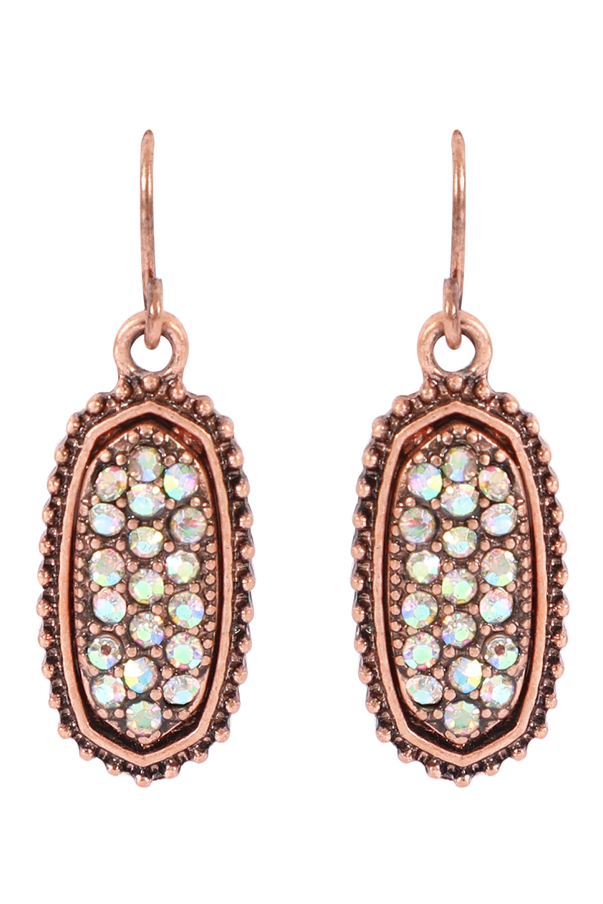 Oval Texture Pave Rhinestone Classic Earrings