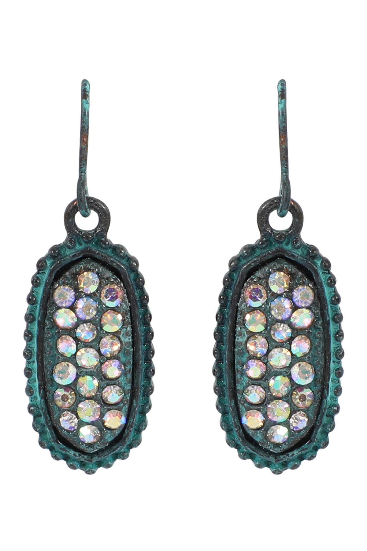 Oval Texture Pave Rhinestone Classic Earrings