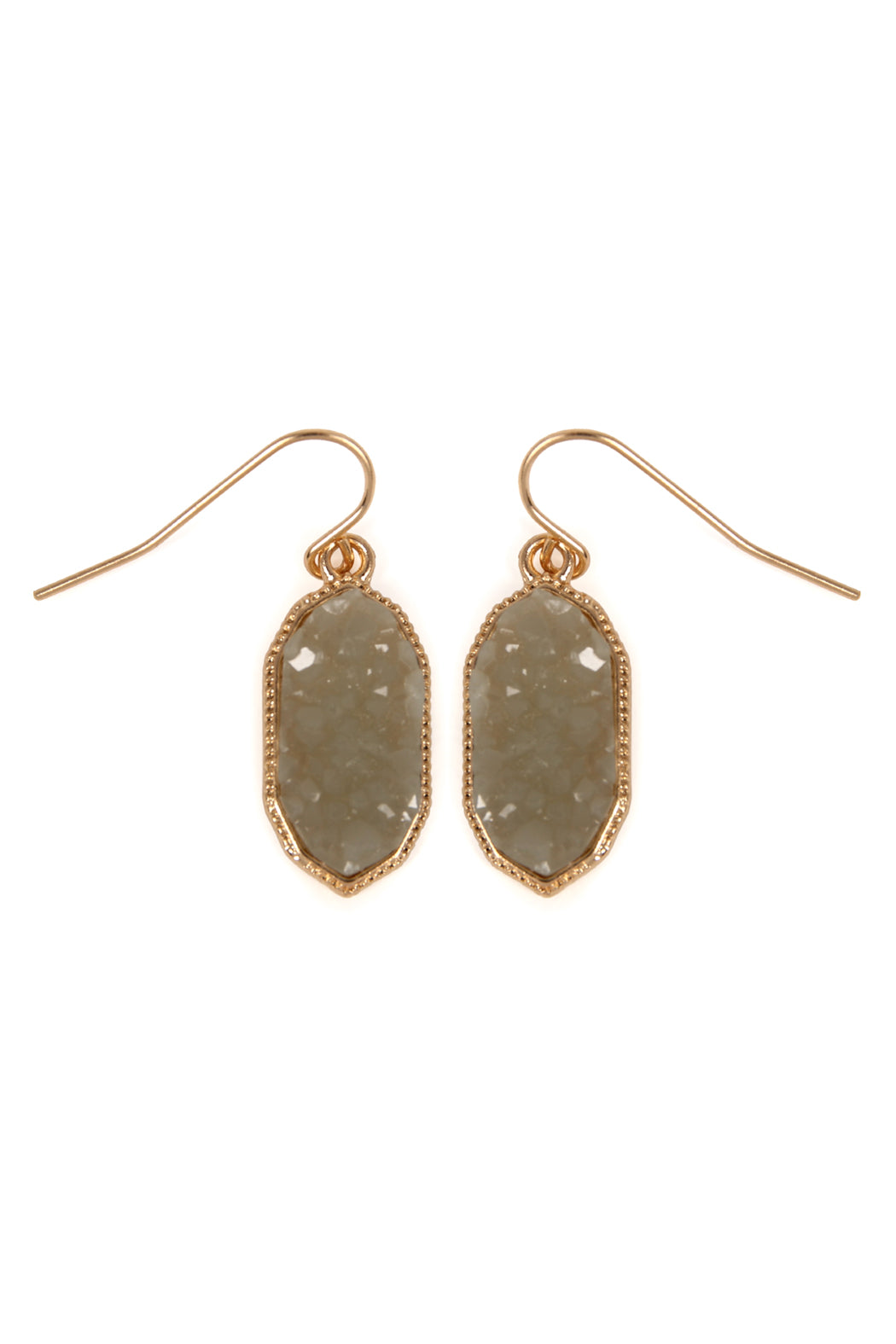 Gray Druzy Drop Earrings
