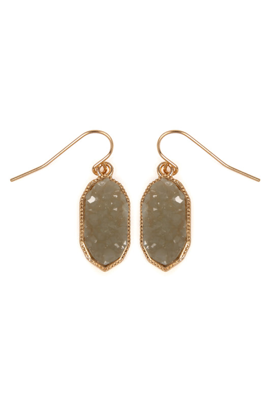 Gray Druzy Drop Earrings