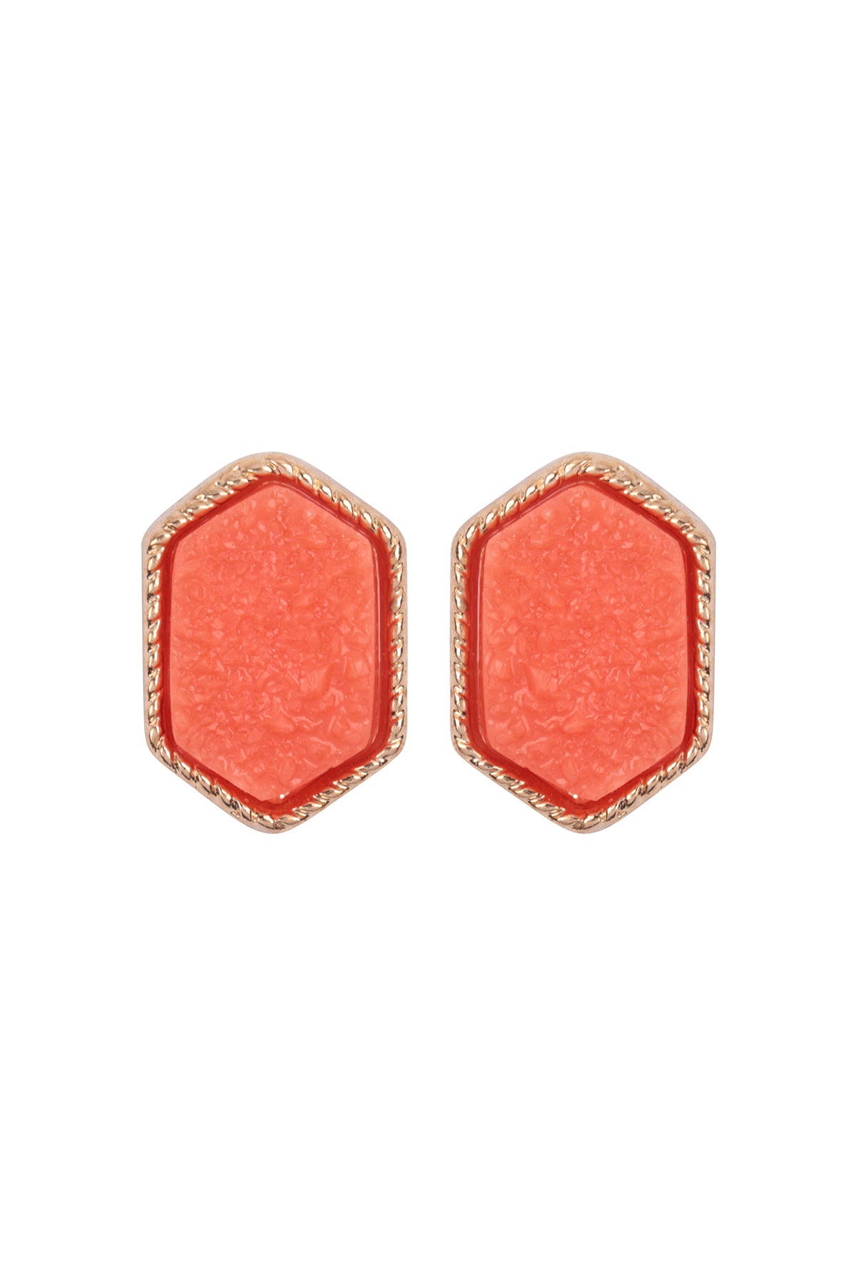 Druzy Hexagon Post Earrings