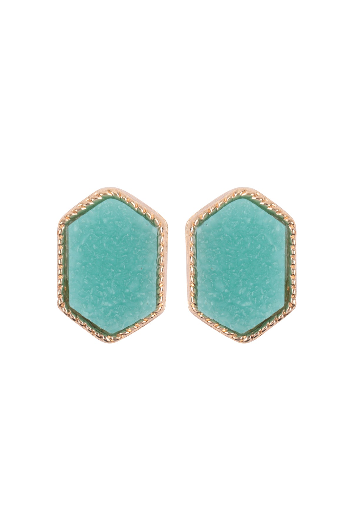 Druzy Hexagon Post Earrings