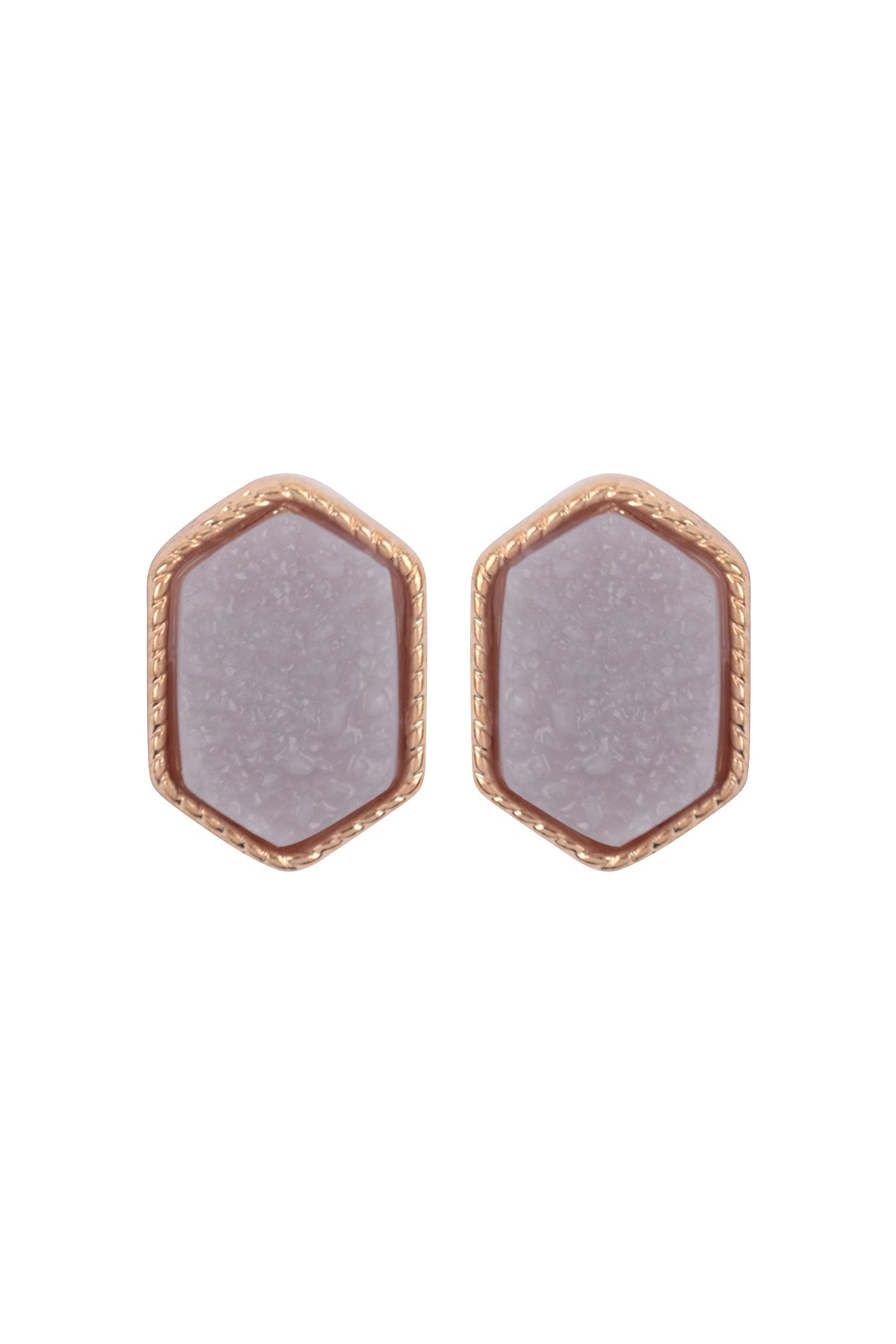 Druzy Hexagon Post Earrings