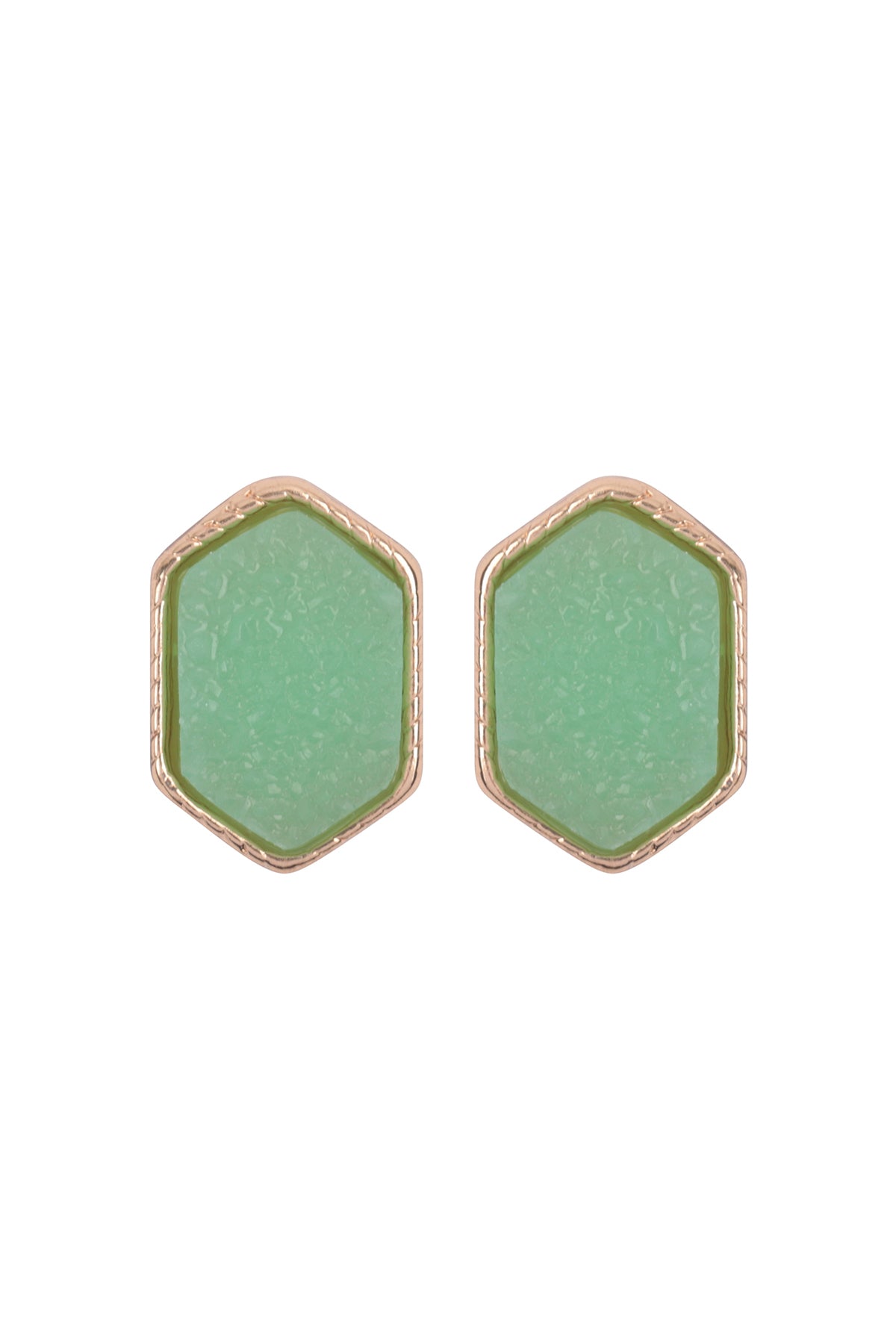 Druzy Hexagon Post Earrings