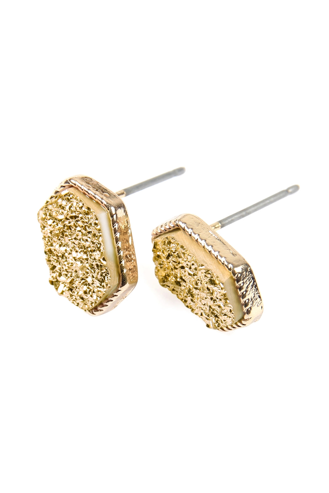 Druzy Hexagon Post Earrings