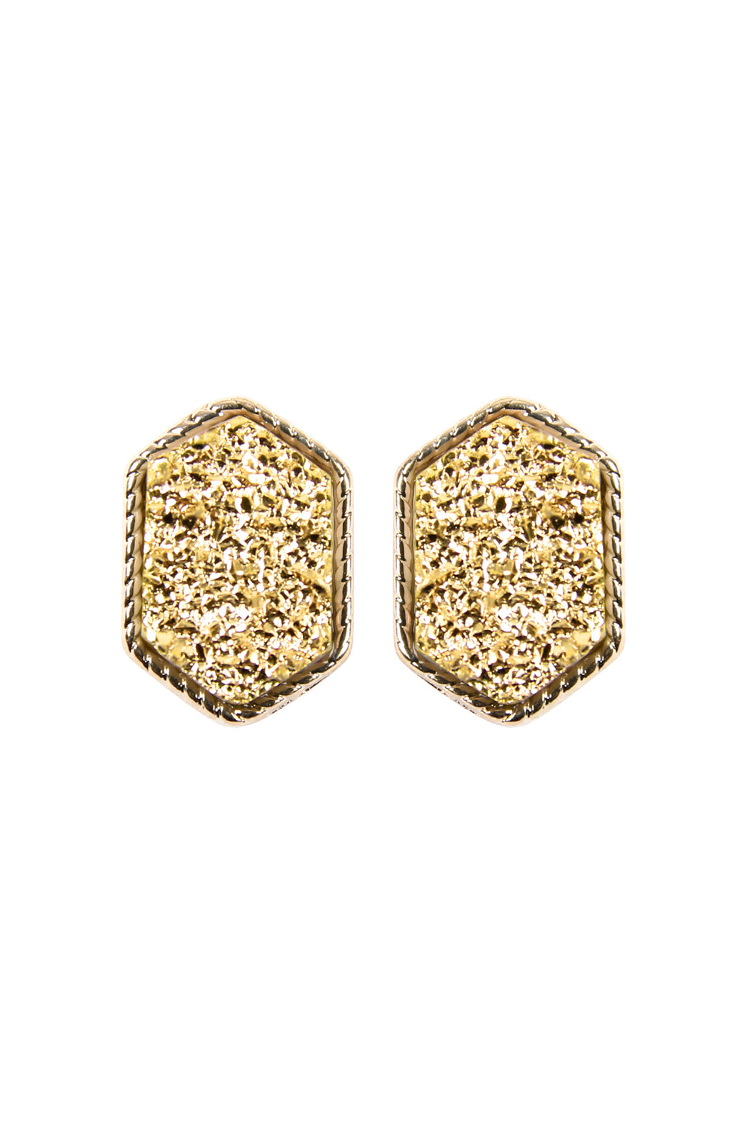 Druzy Hexagon Post Earrings