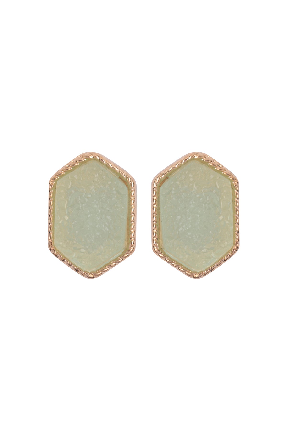 Druzy Hexagon Post Earrings