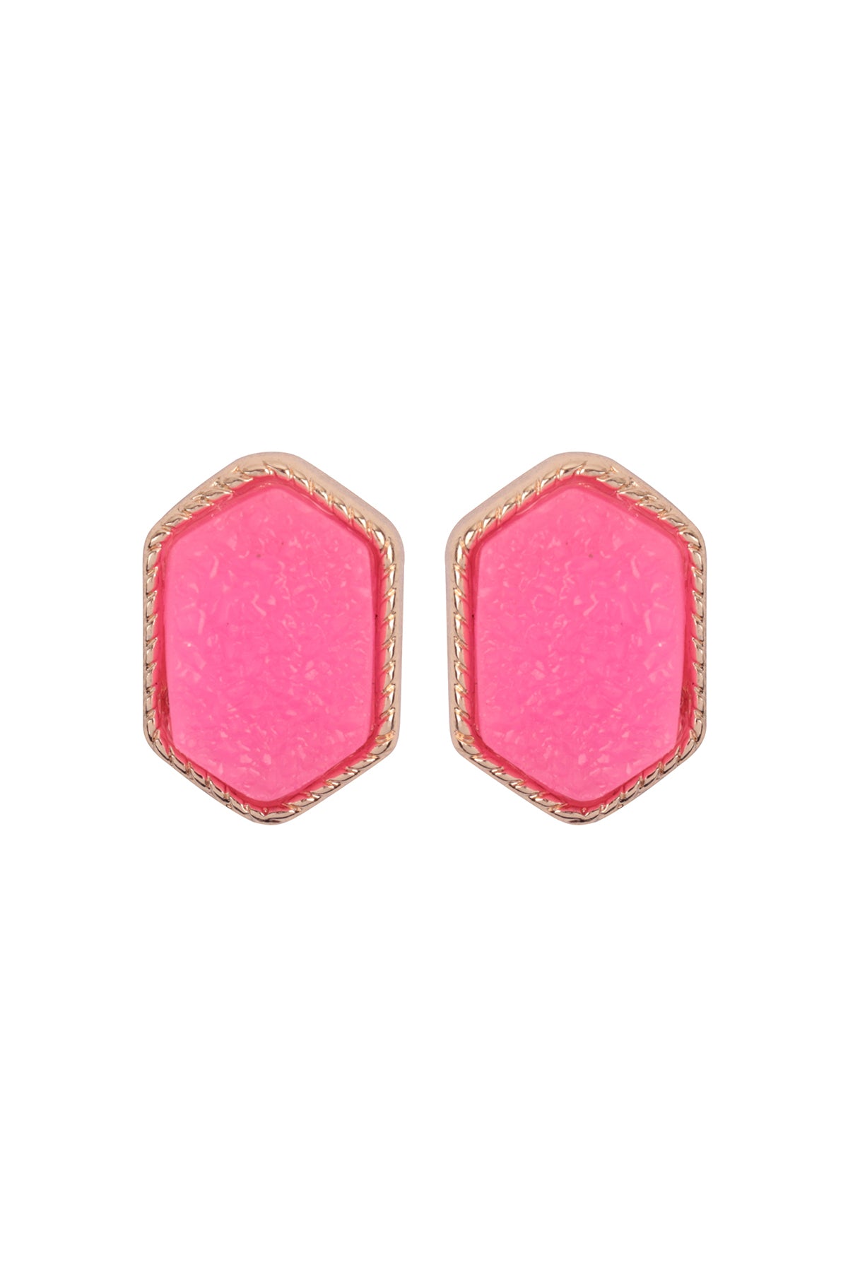 Druzy Hexagon Post Earrings