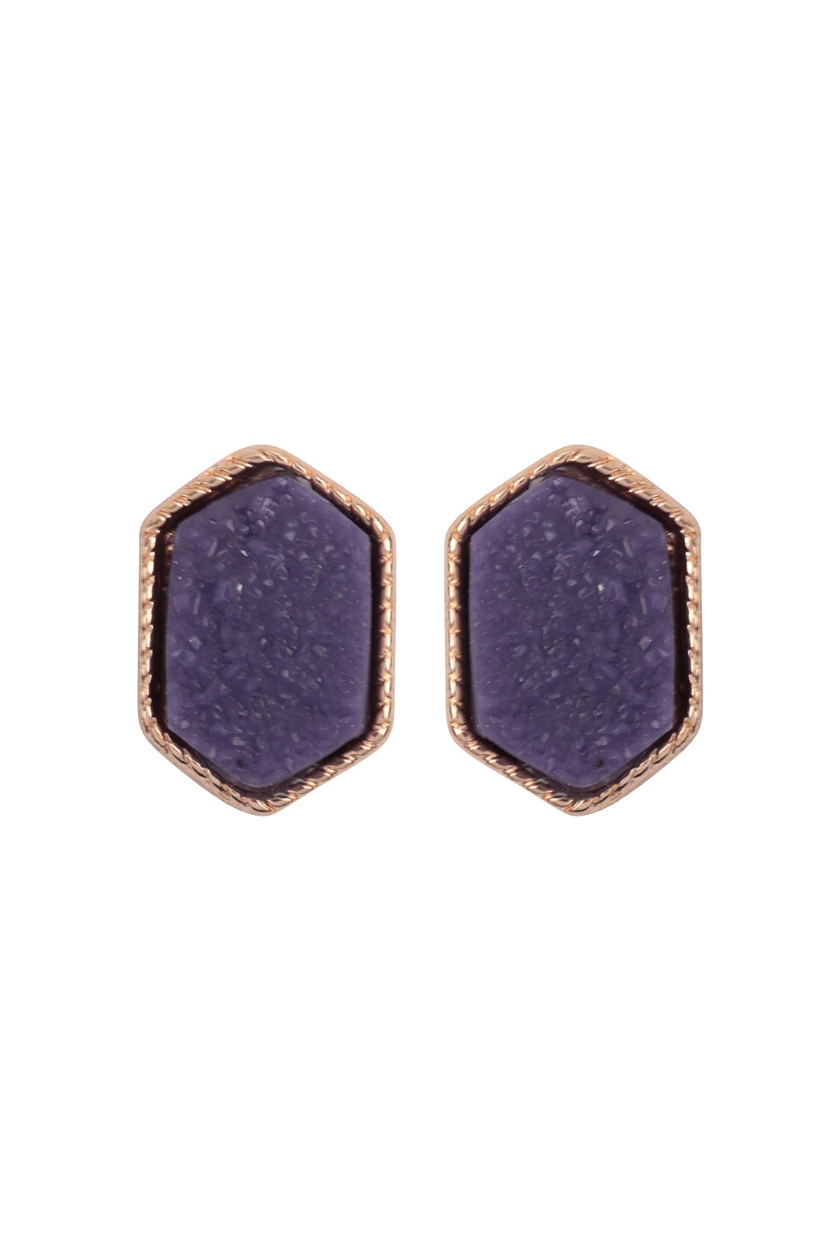 Druzy Hexagon Post Earrings