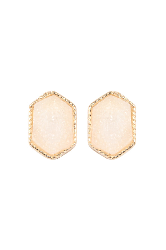 Druzy Hexagon Post Earrings