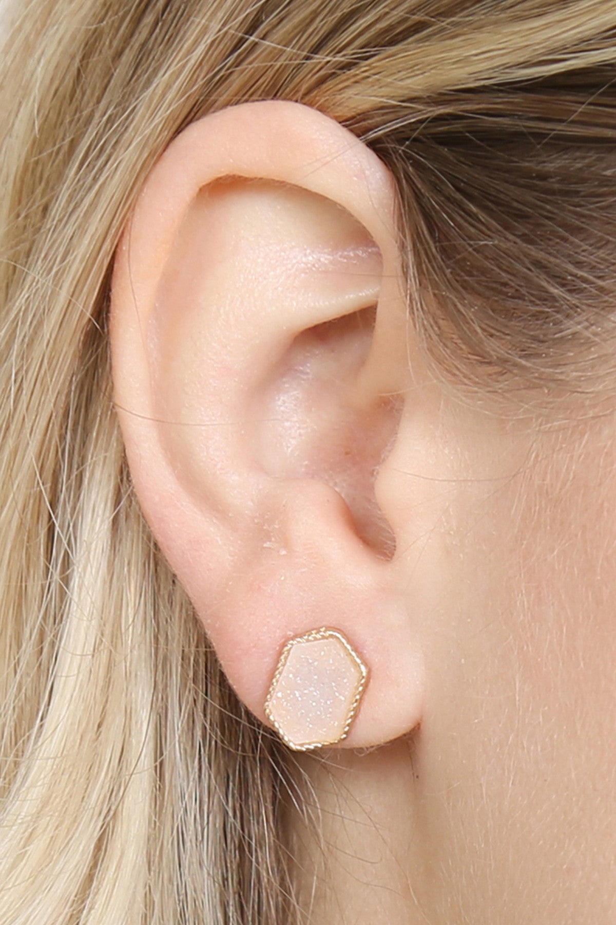 Druzy Hexagon Post Earrings