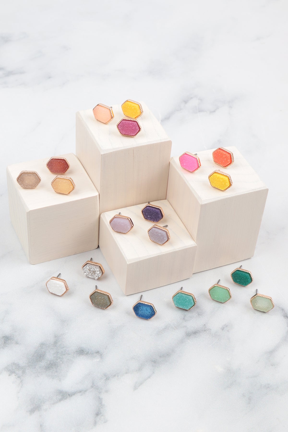 Druzy Hexagon Post Earrings