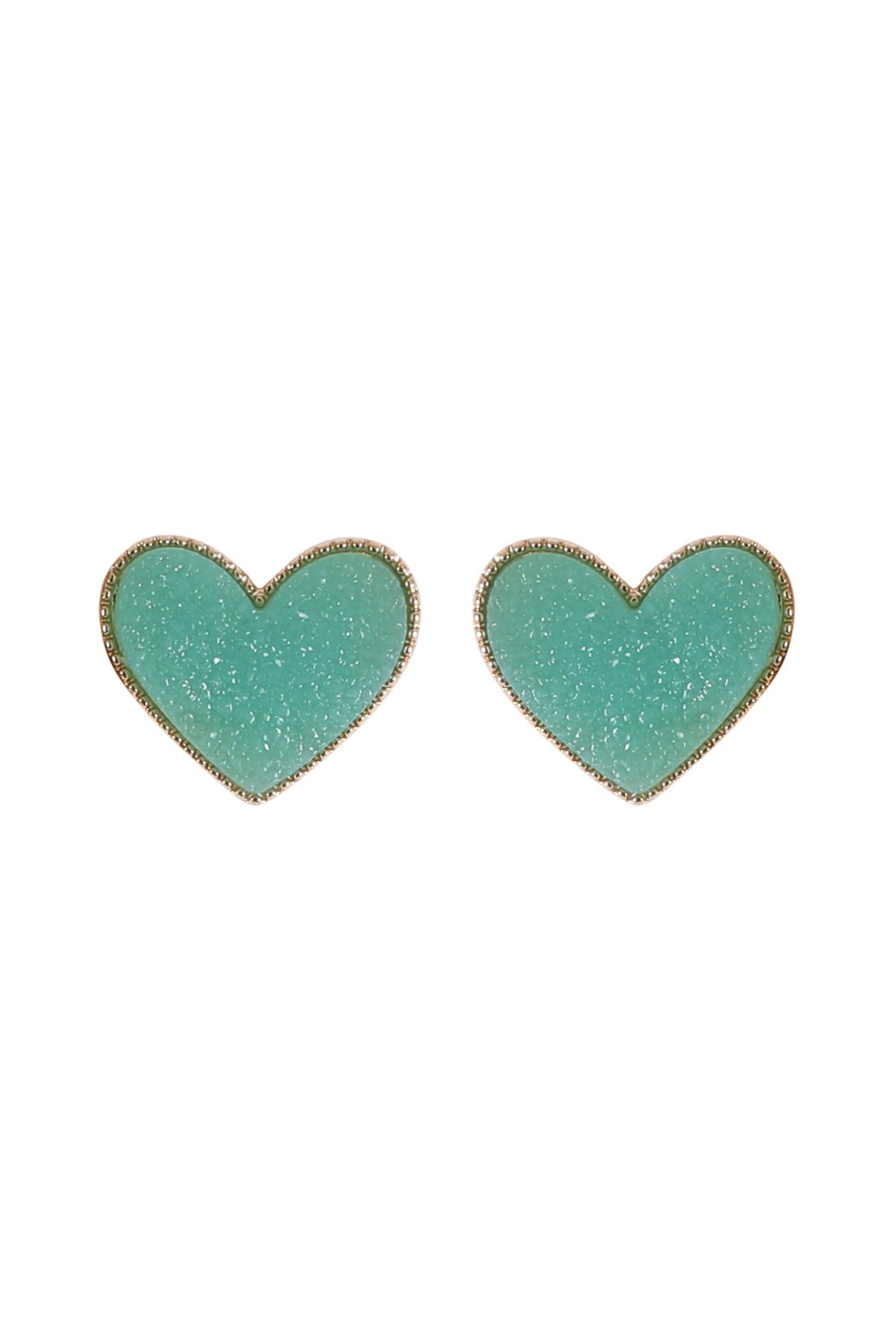 Heart Druzy Stud Earrings