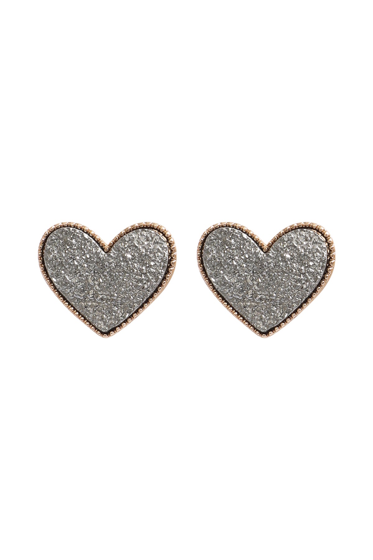 Heart Druzy Stud Earrings