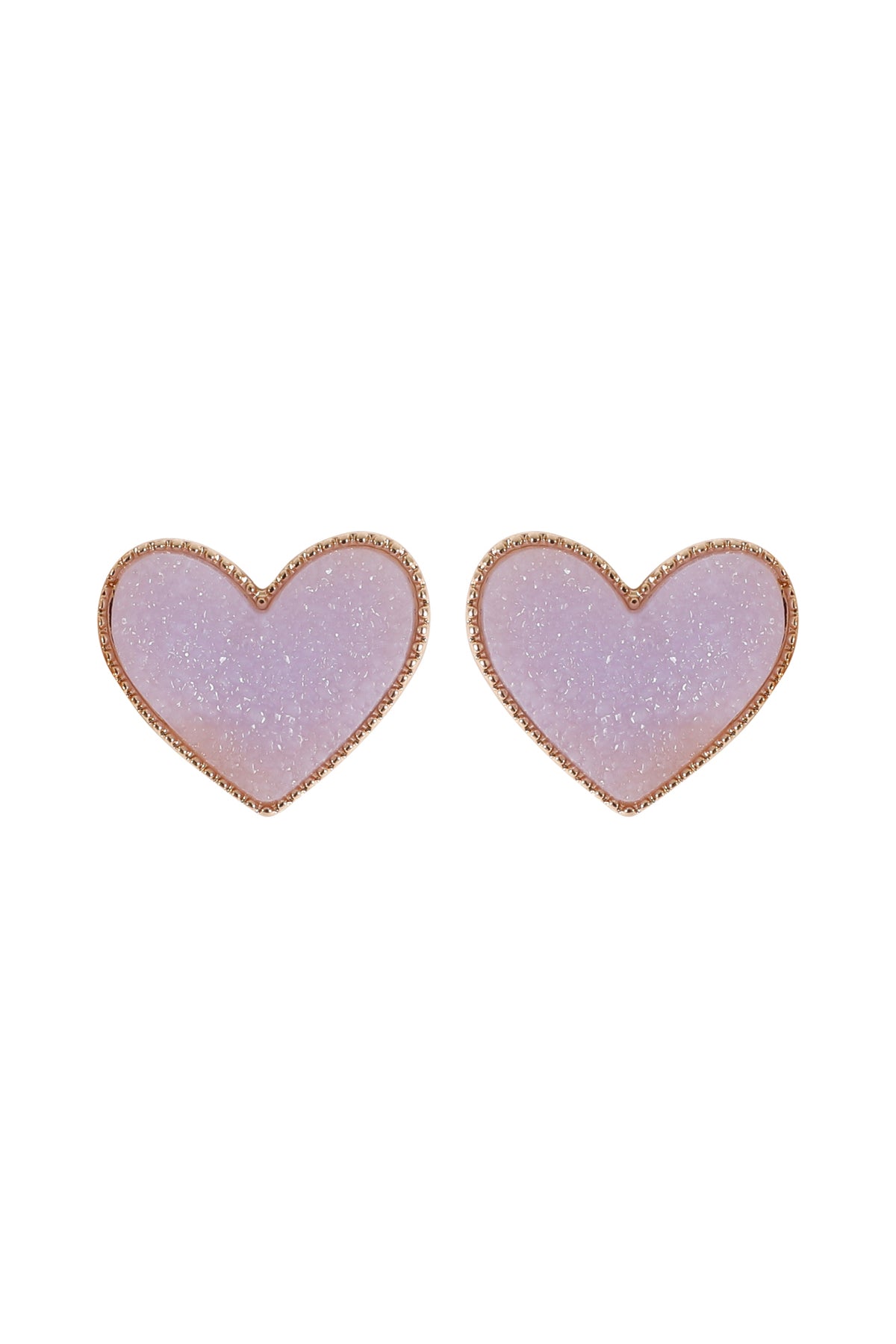Heart Druzy Stud Earrings