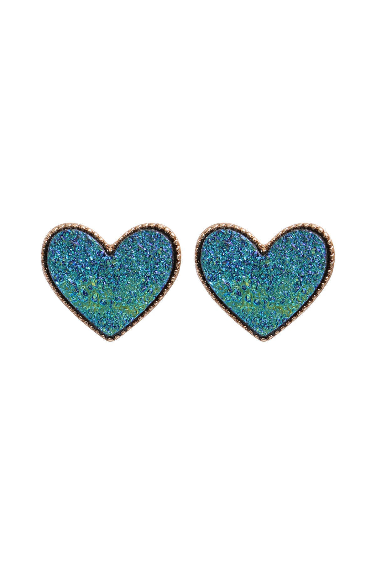 Heart Druzy Stud Earrings